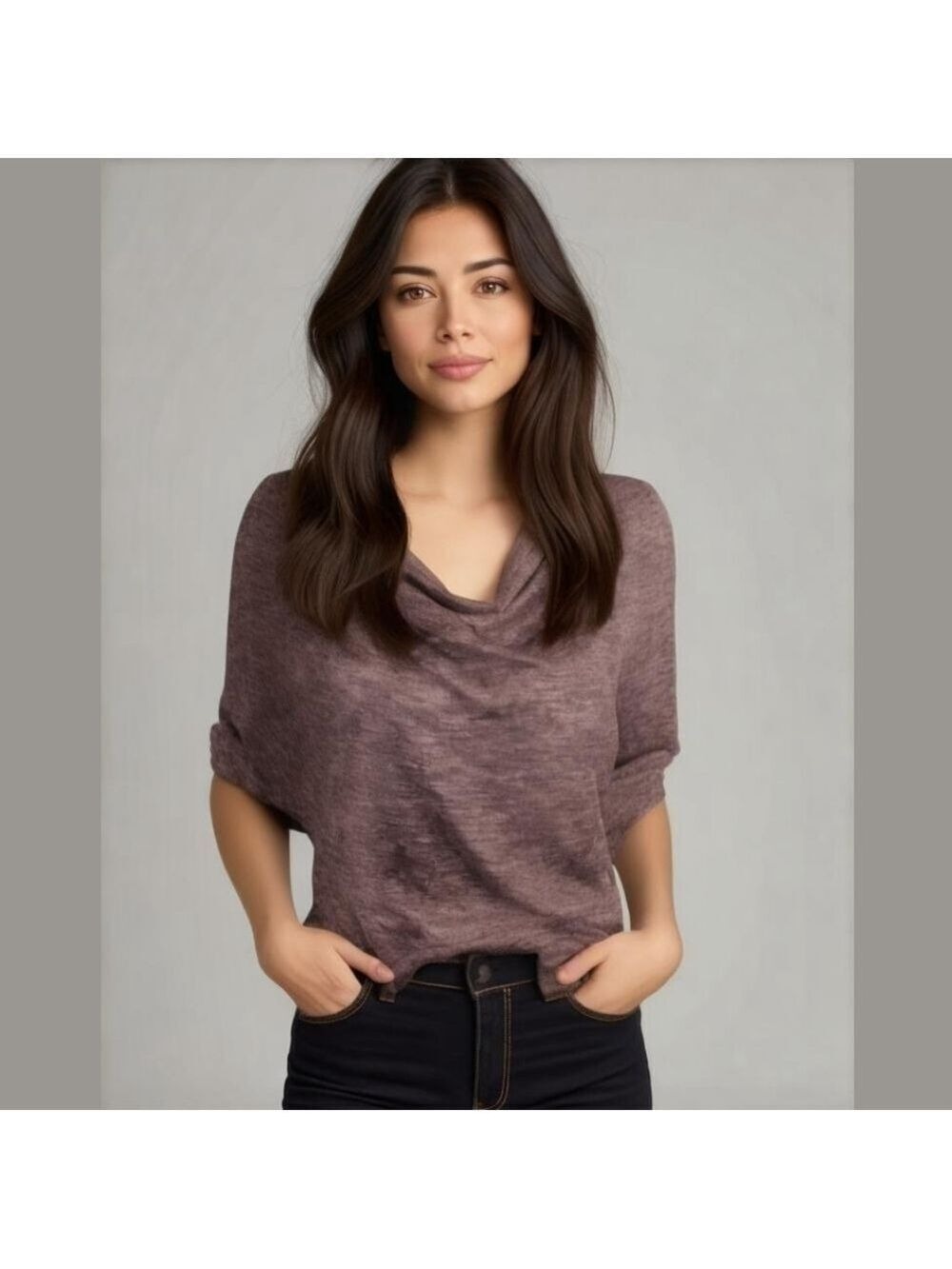Jennifer Lopez dolman sleeved top, pink and black heathered, size S